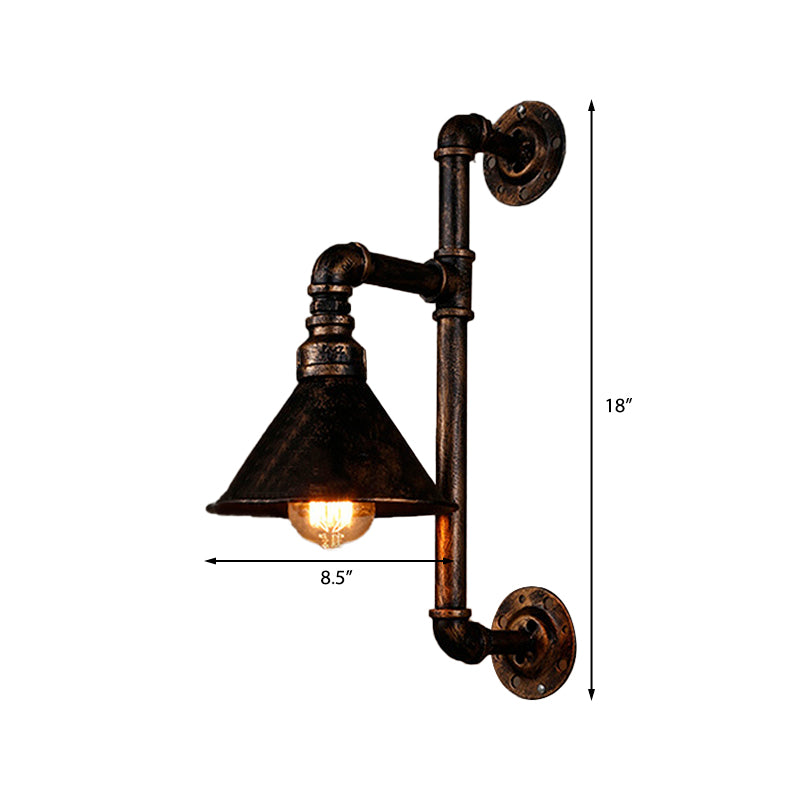 Watson - Rustic Industrial Wall Sconce with Dark Rust Finish (1-Light)