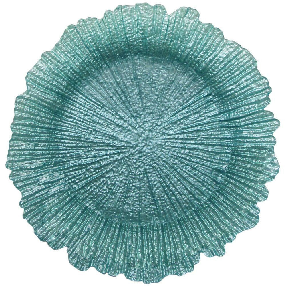 Reef Glass Turquoise Charger Plates 4-Piece Set 13"D