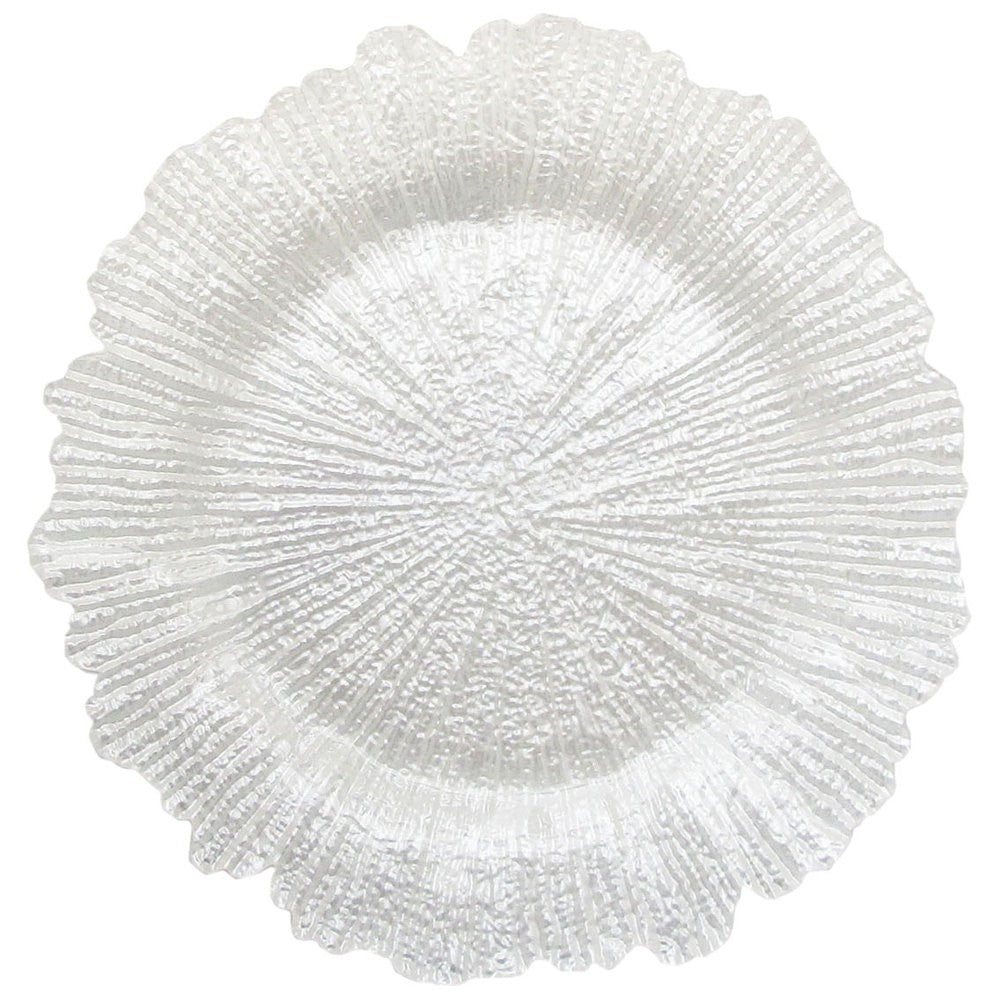 Reef White Pearl Glass Charger Plates 4-Piece Set 13"D