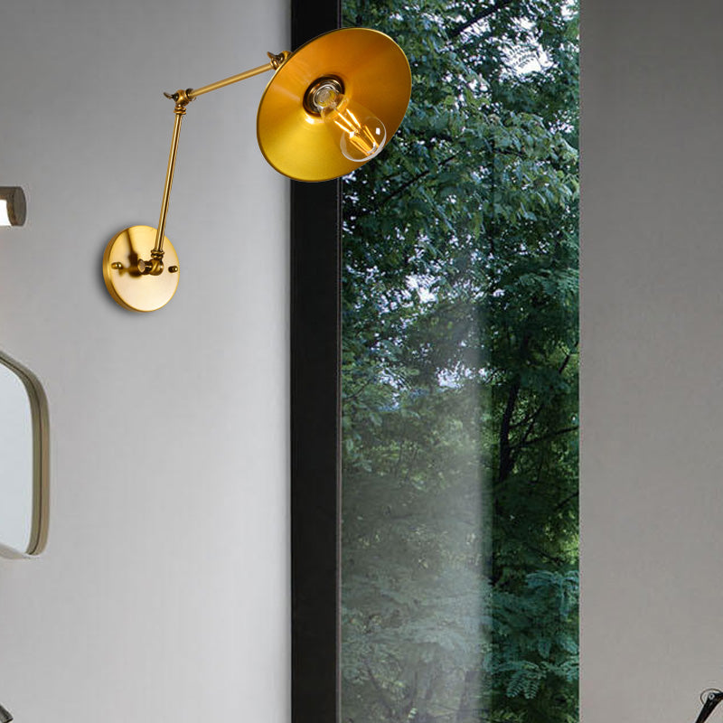 Edison's Adjustable Embrace: Industrial Brass Swing Arm Wall Lamp