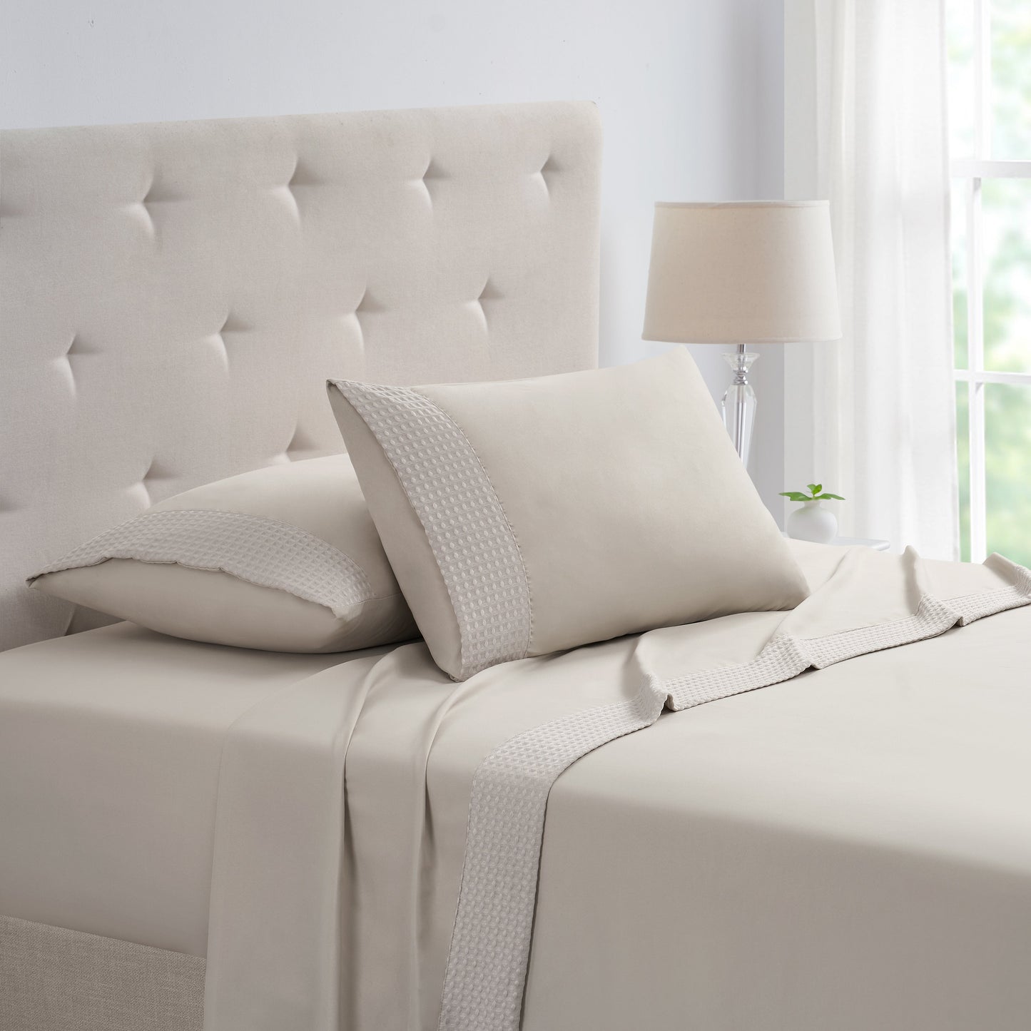 Kathy Ireland 4 Piece Waffle Hem Sheet Set