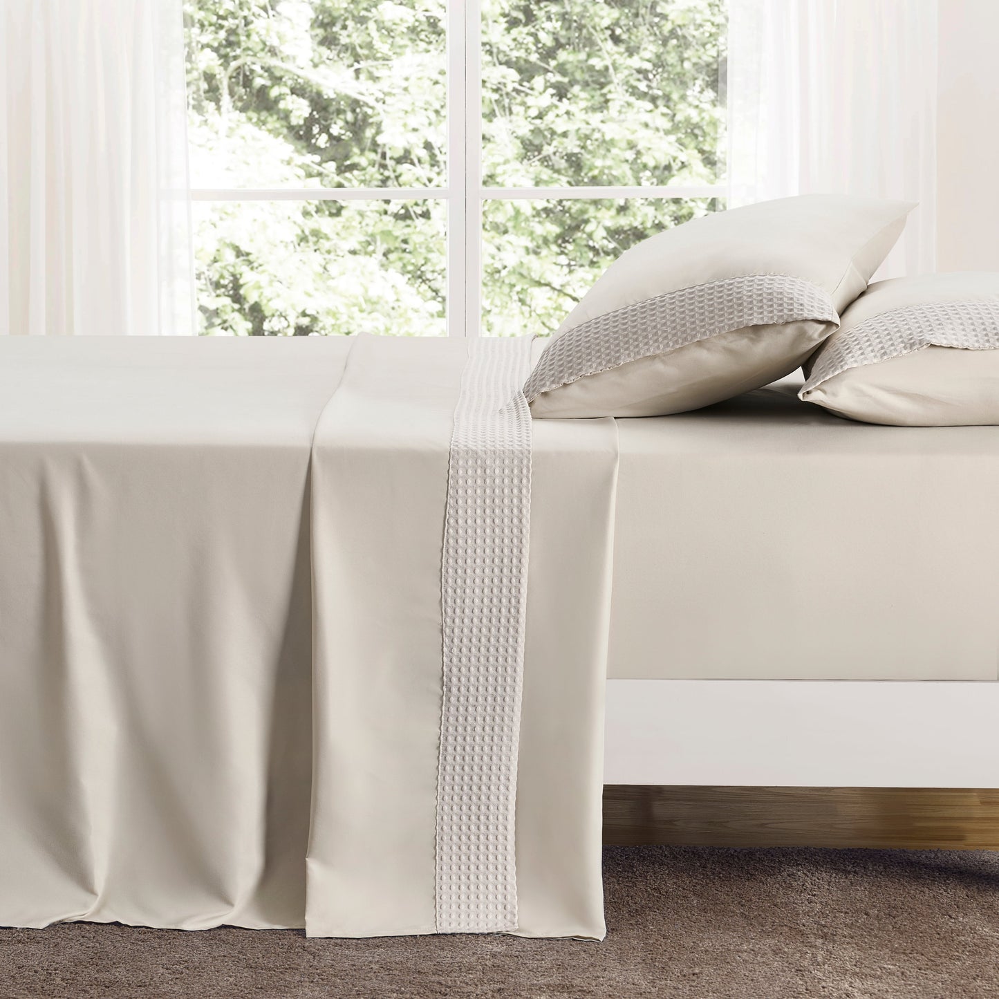 Kathy Ireland 4 Piece Waffle Hem Sheet Set