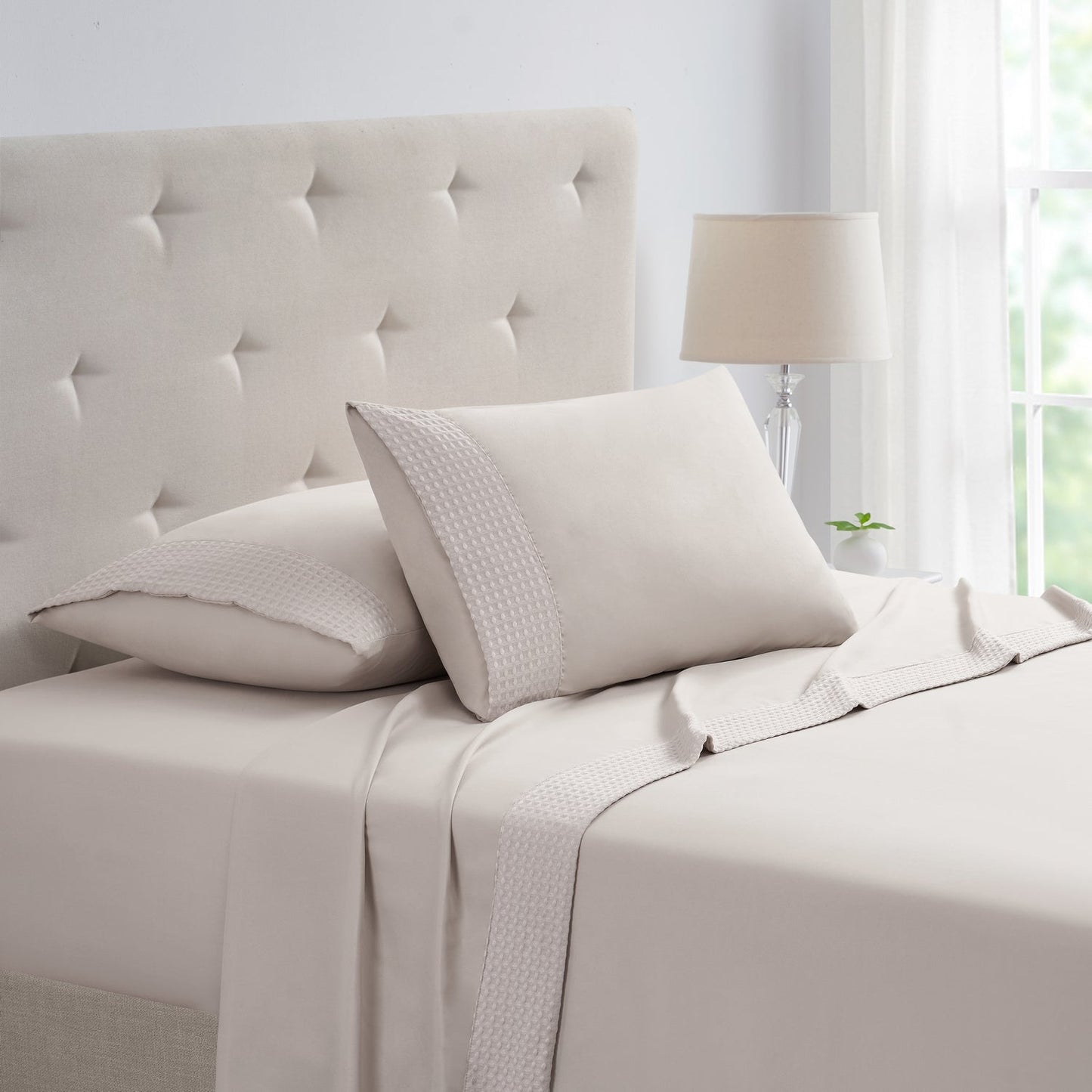 Kathy Ireland 4 Piece Waffle Hem Sheet Set