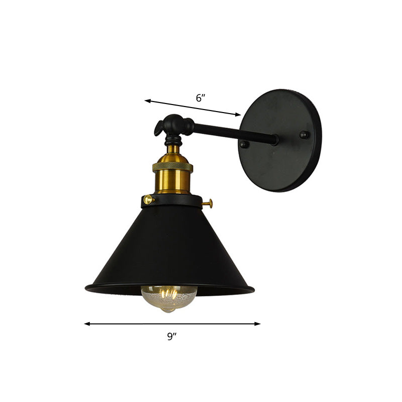 Alice - Industrial Black and Brass Flared Sconce