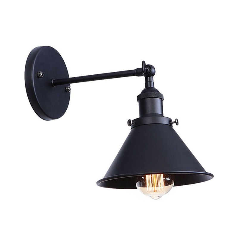 Alice - Industrial Black and Brass Flared Sconce