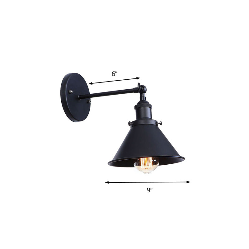 Alice - Industrial Black and Brass Flared Sconce