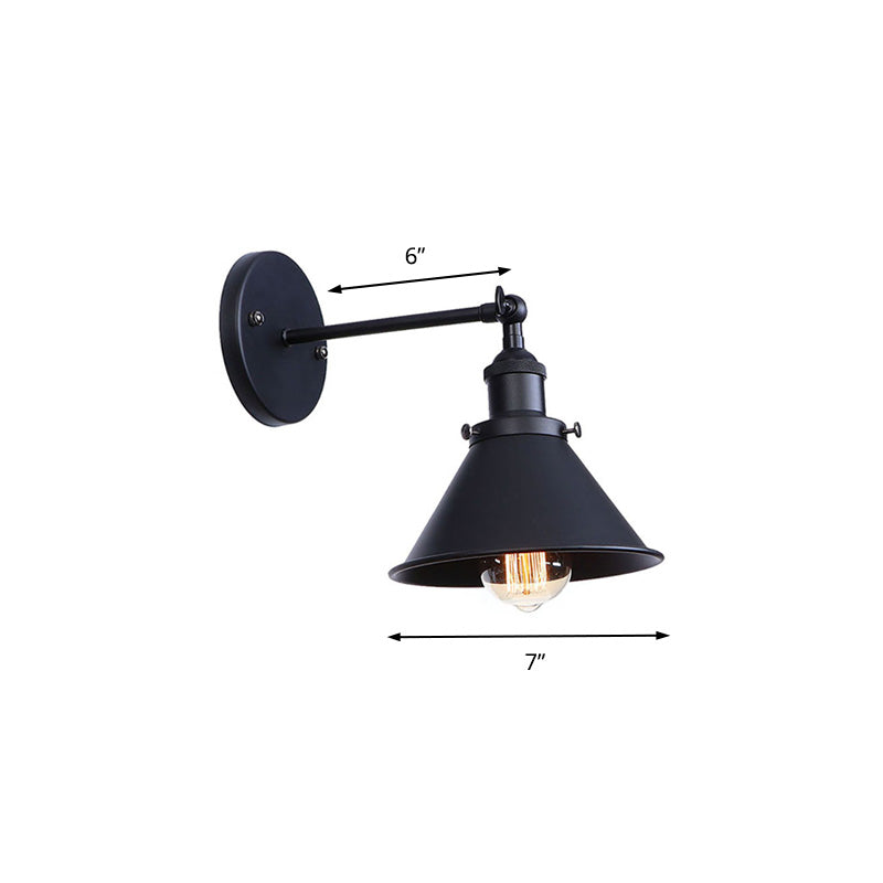 Alice - Industrial Black and Brass Flared Sconce