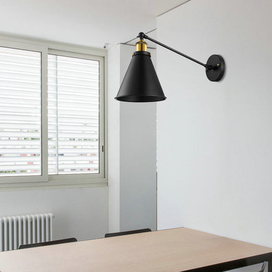 Avery - Industrial Swing Arm Sconce with Conic Shade (1-Light, Black)