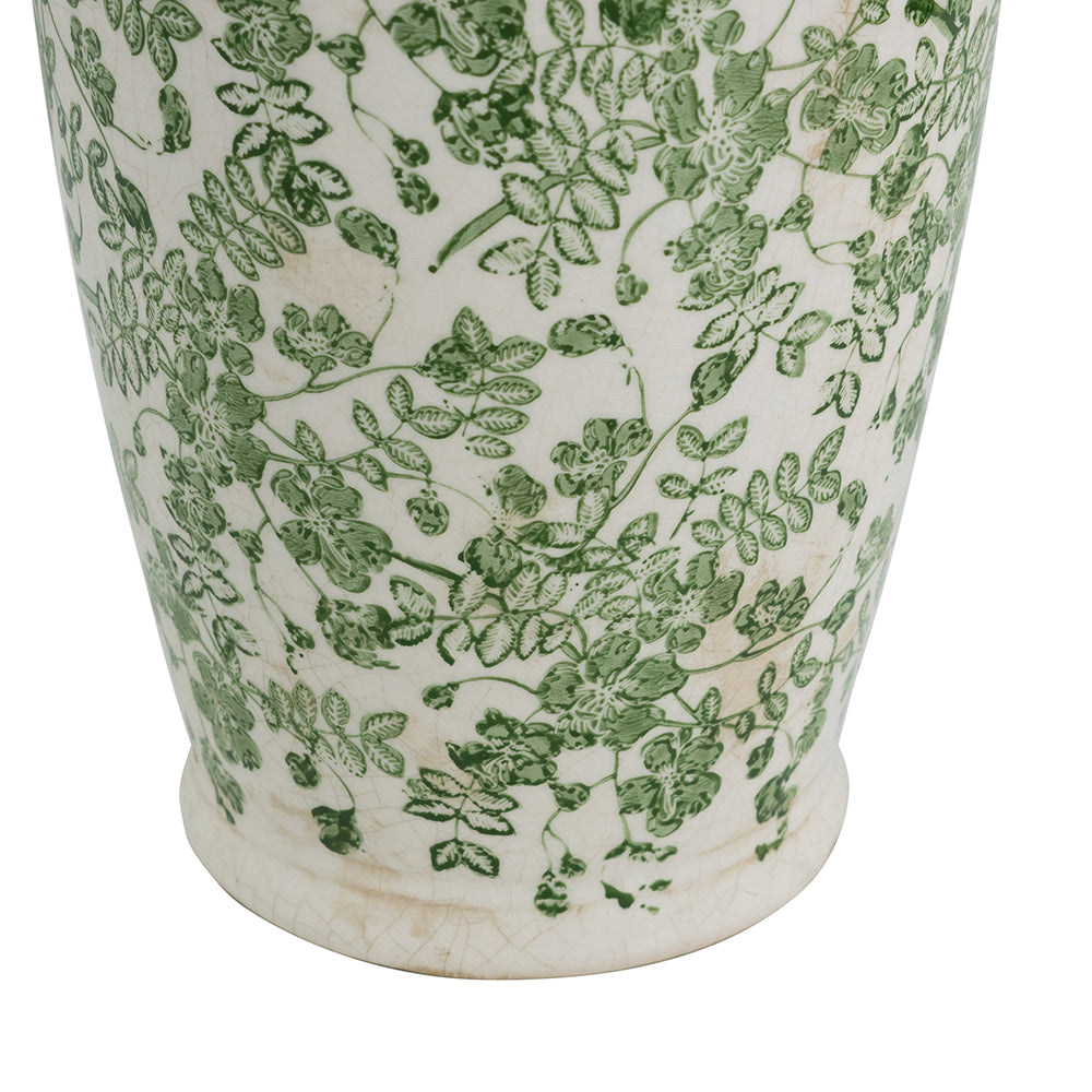 Ceramic Accent Vase With Floral Patterns