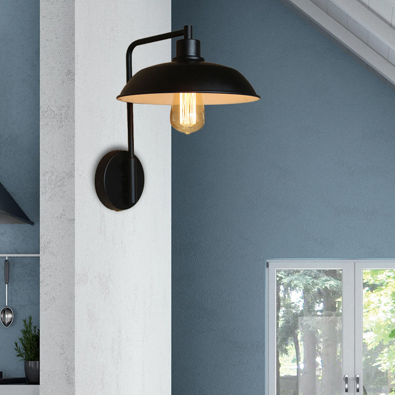 Skylar Style Barn Wall Sconce - Black/Rust Metallic with Curved Arm