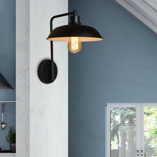 Skylar Style Barn Wall Sconce - Black/Rust Metallic with Curved Arm