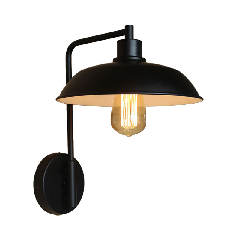 Skylar Style Barn Wall Sconce - Black/Rust Metallic with Curved Arm