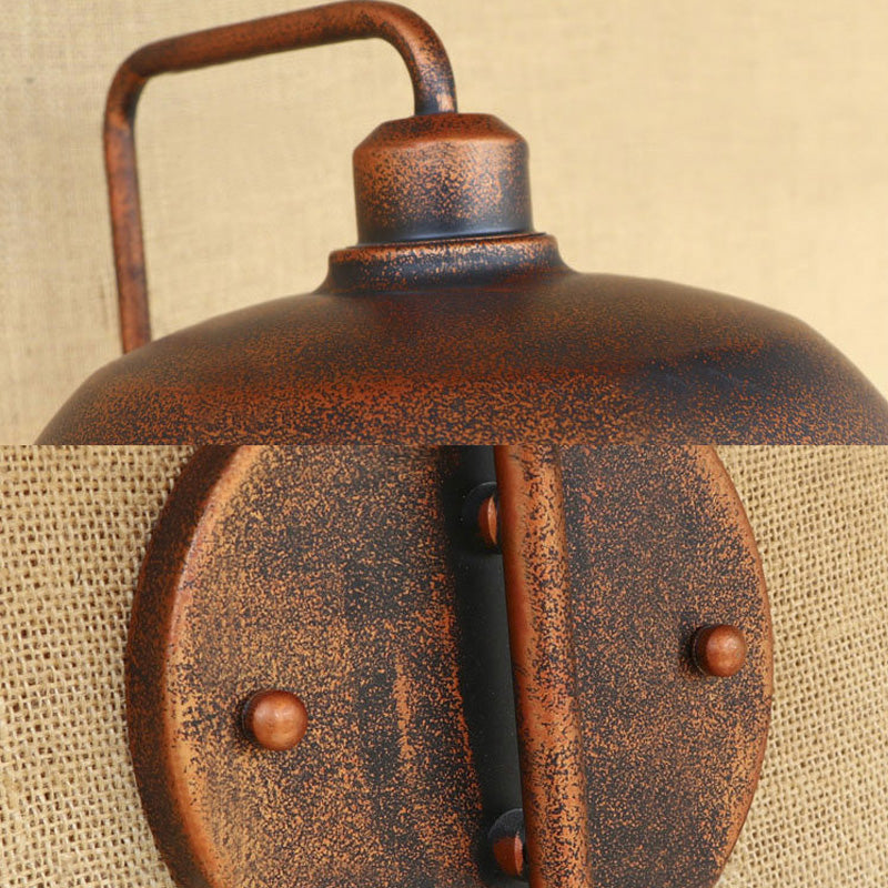 Skylar Style Barn Wall Sconce - Black/Rust Metallic with Curved Arm