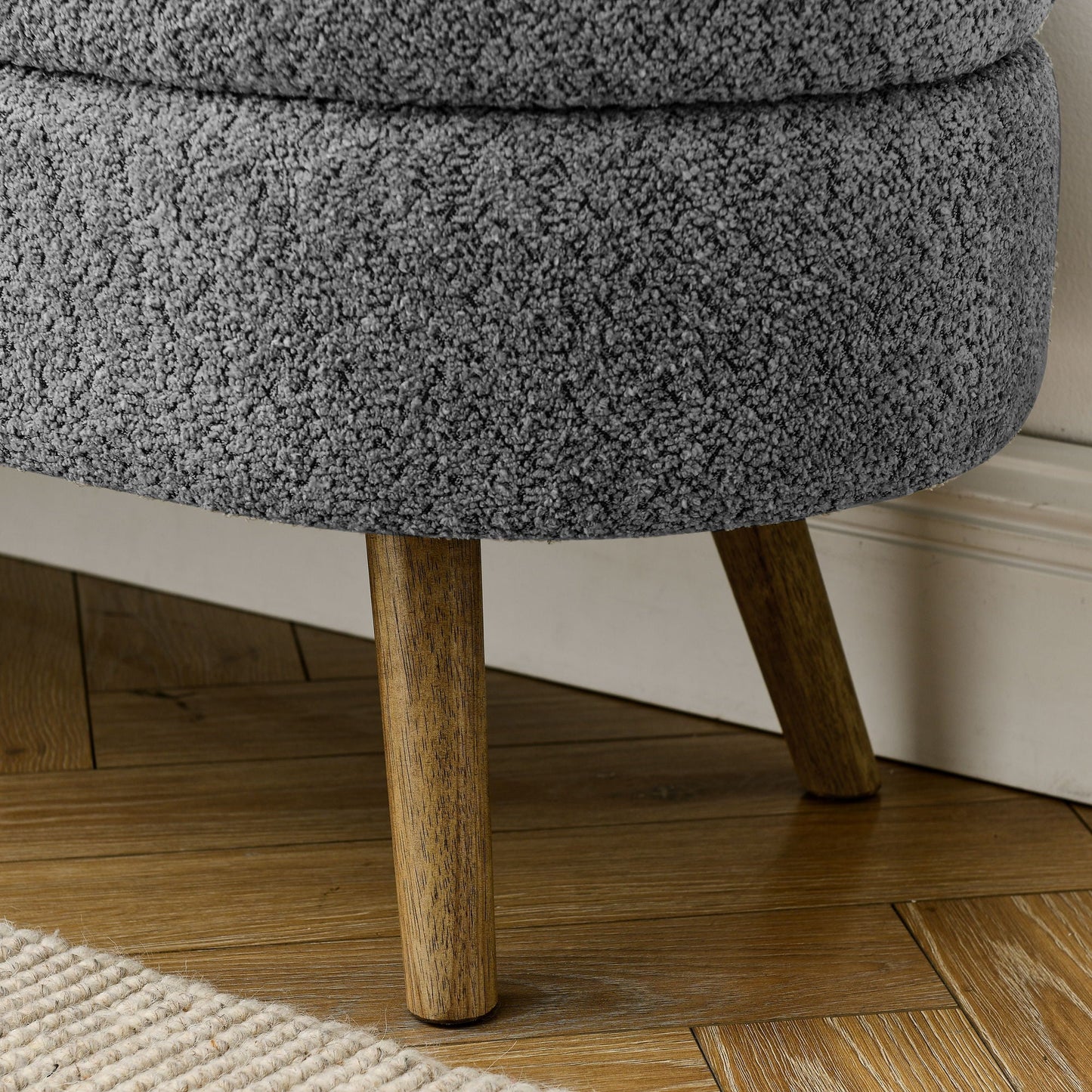 Ottoman Oval Storage Bench With Rubber Wood Legs
