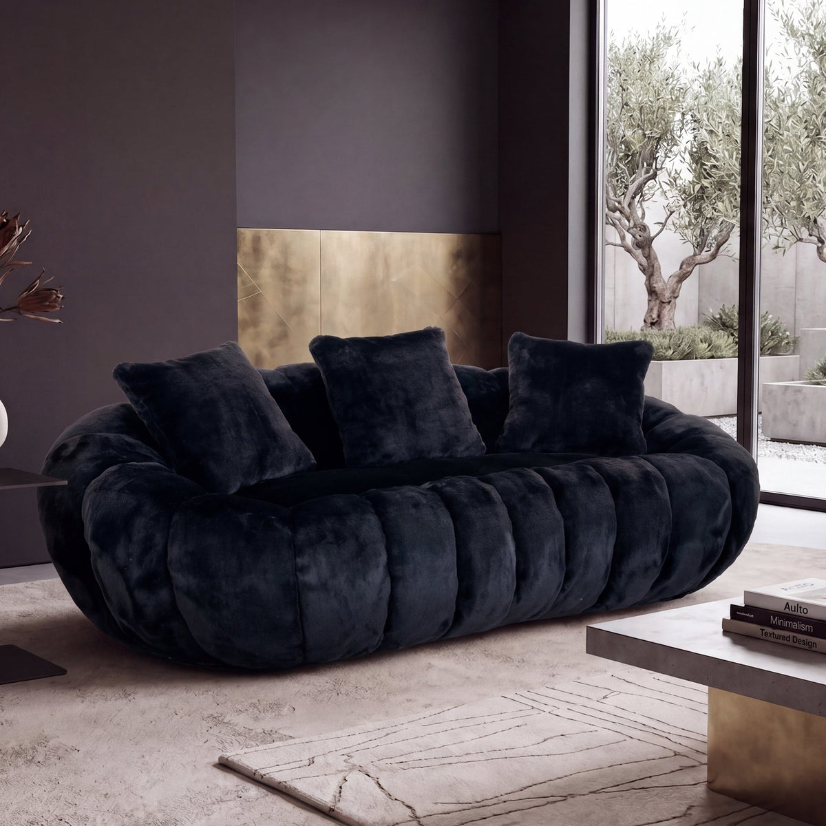 Floral-Shaped Ultra-Soft Faux Fur Sofa