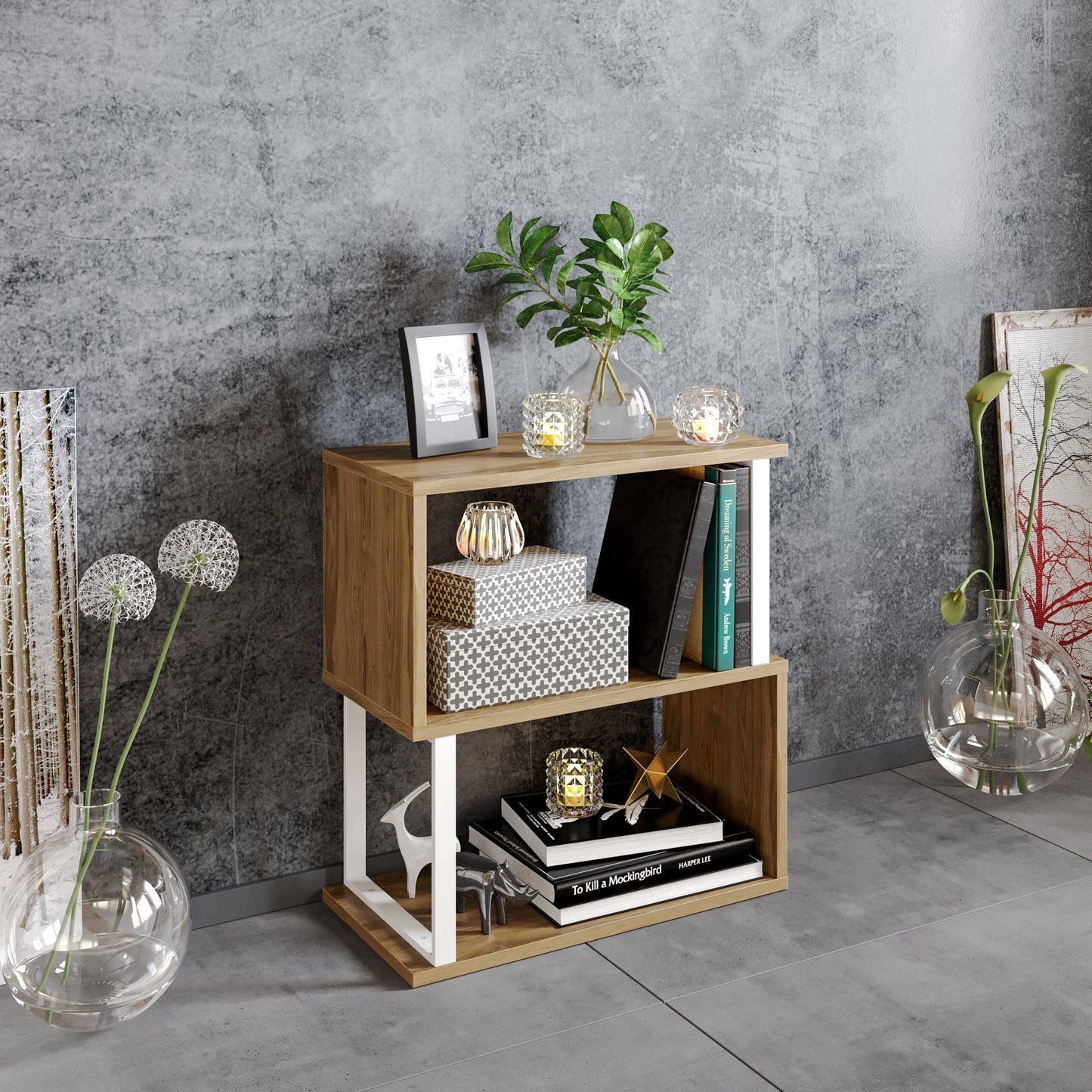 Lima 25'' Metal Wood Side End Table