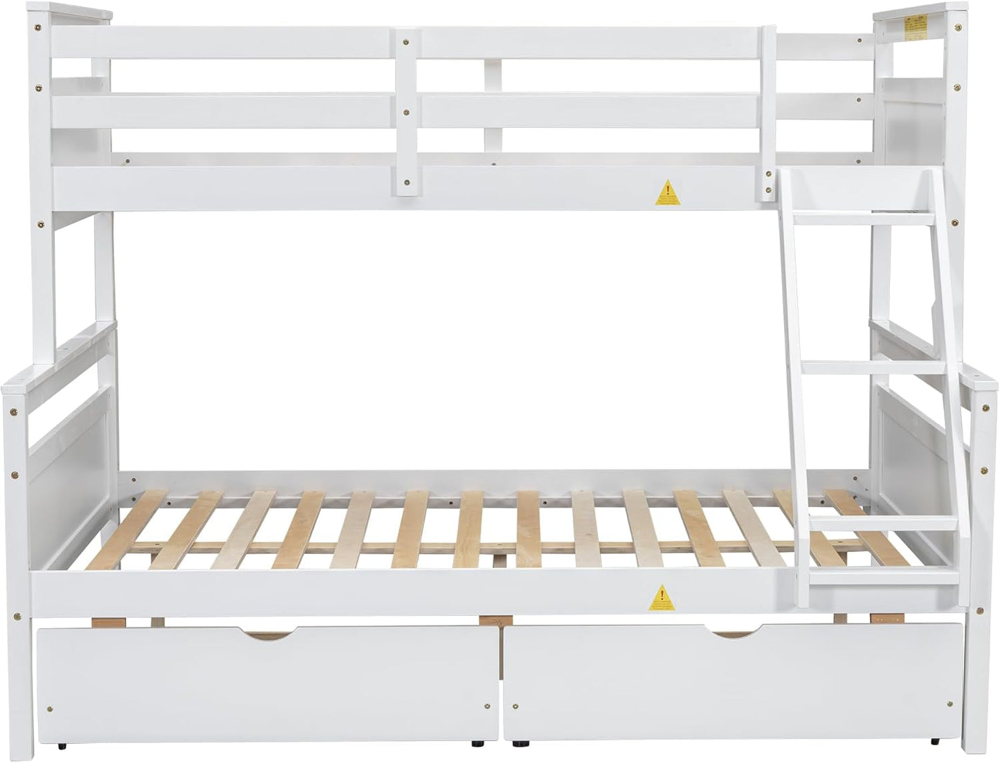 White Twin Over Full Bunk Bed With Storage Drawers