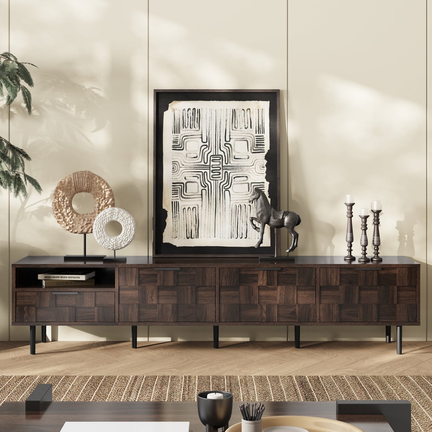 78" Mid Century Modern TV Stand for 65+ Inch TVs