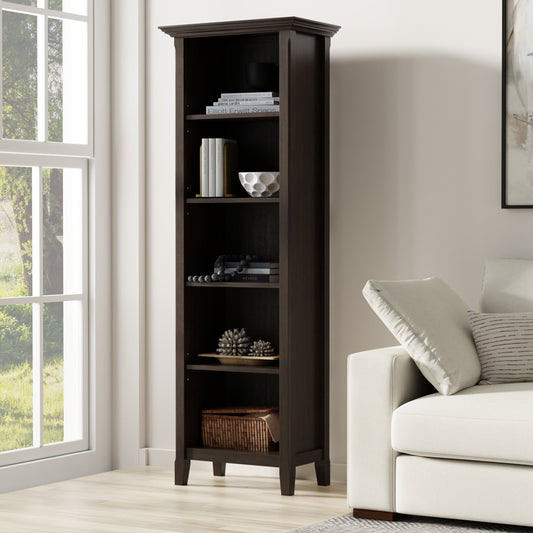 Amherst 24 Inch Solid Wood 5 Shelf Bookcase in Hickory