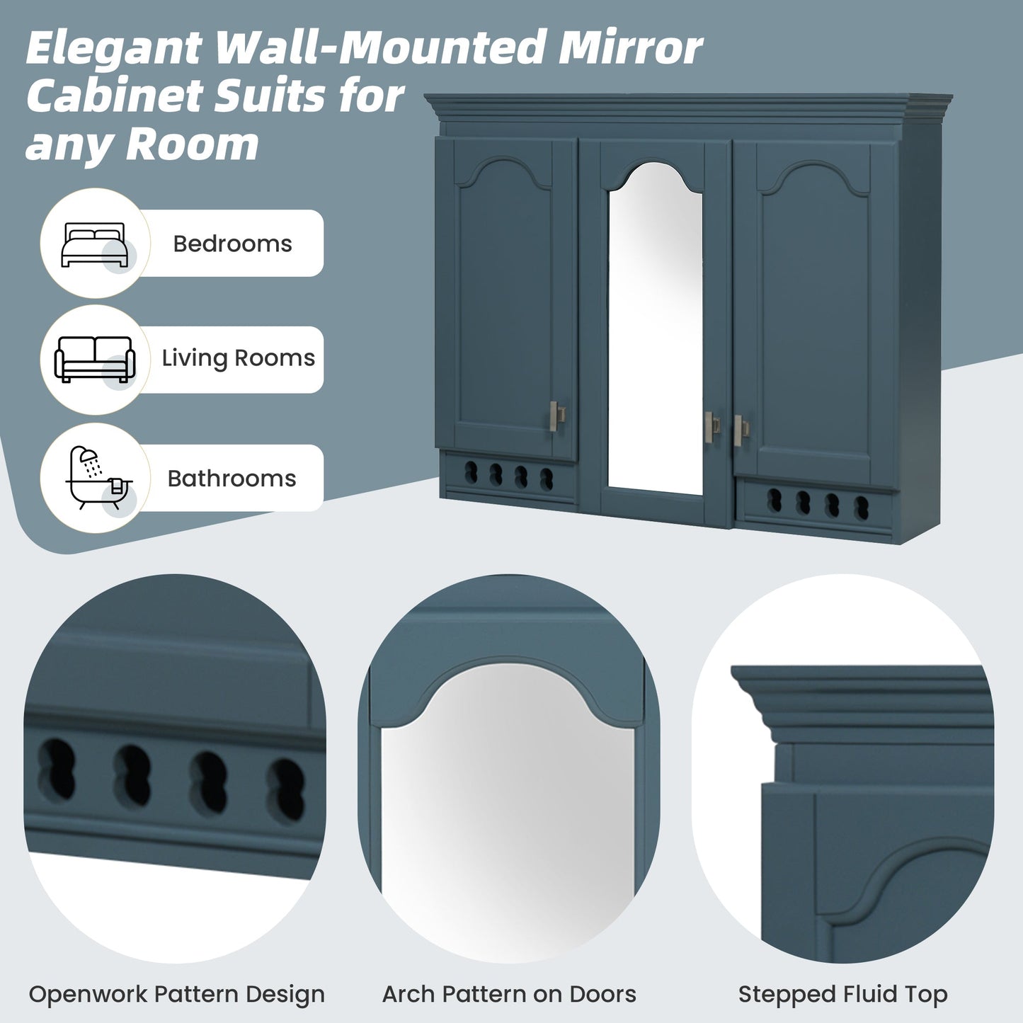 35 Inch Wall-Mount All-in-One Mirror Cabinet