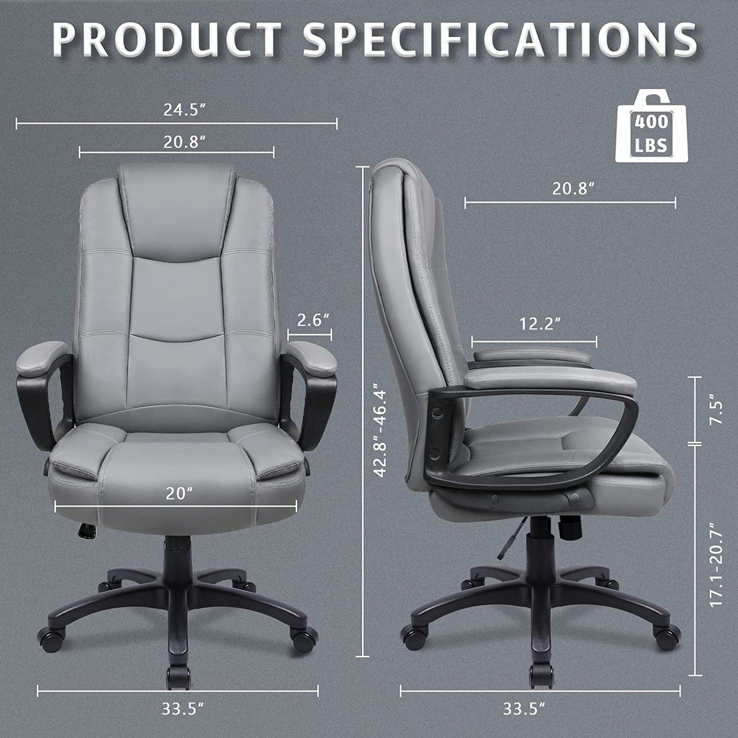 Ergonomic High Back Office Chair For Long Seating, Big Tall