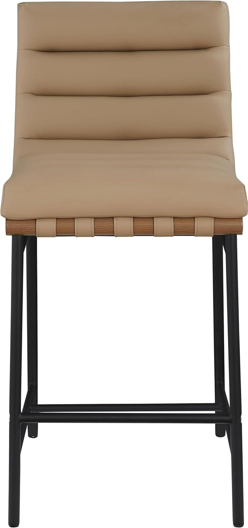 Burke Counter Stool Tan Vegan Leather Matte Black Frame