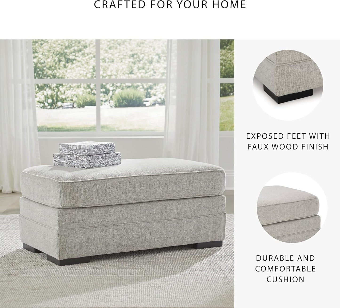 Eastonbridge Upholstered Rectangular Ottoman Light Gray
