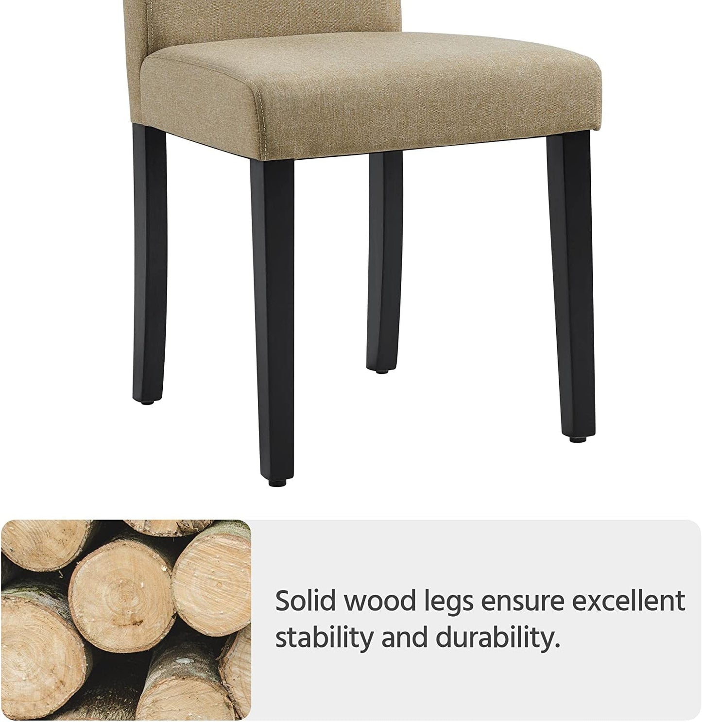 Khaki Upholstered Parson Dining Chair Set 4 Wood Legs