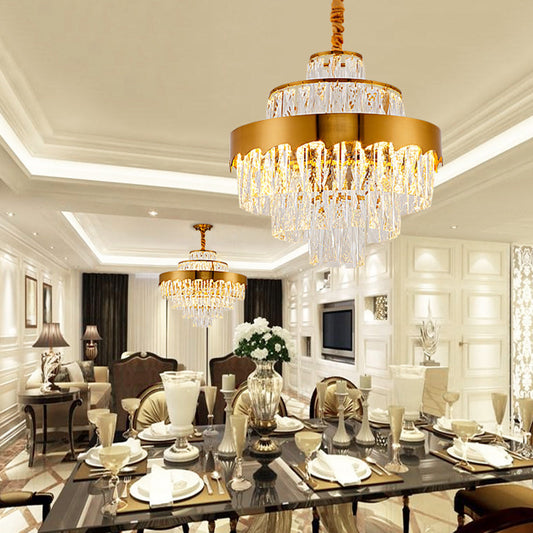 Alessandra Gold Cascade: Crystal Elegance for Your Dining Room
