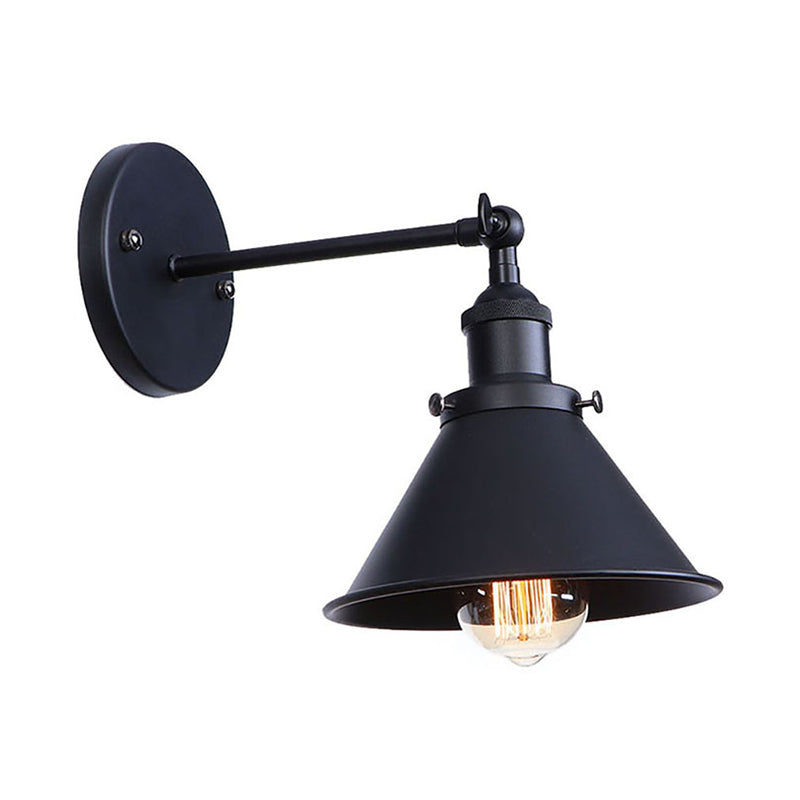 Alice - Industrial Black and Brass Flared Sconce
