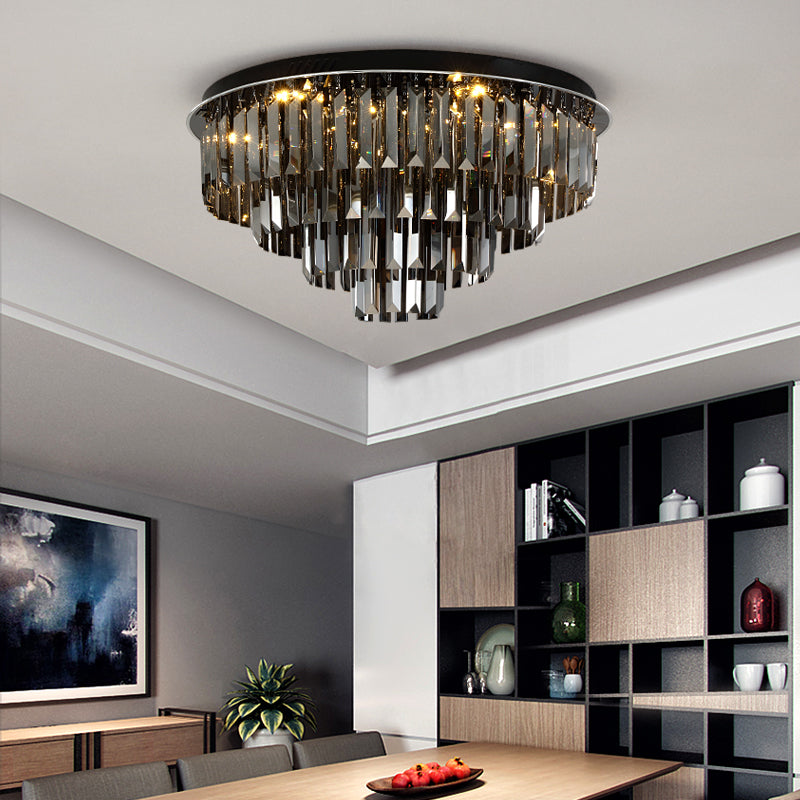 Crystal Symphony: Modern Layered LED Ceiling Light for Dining Rooms