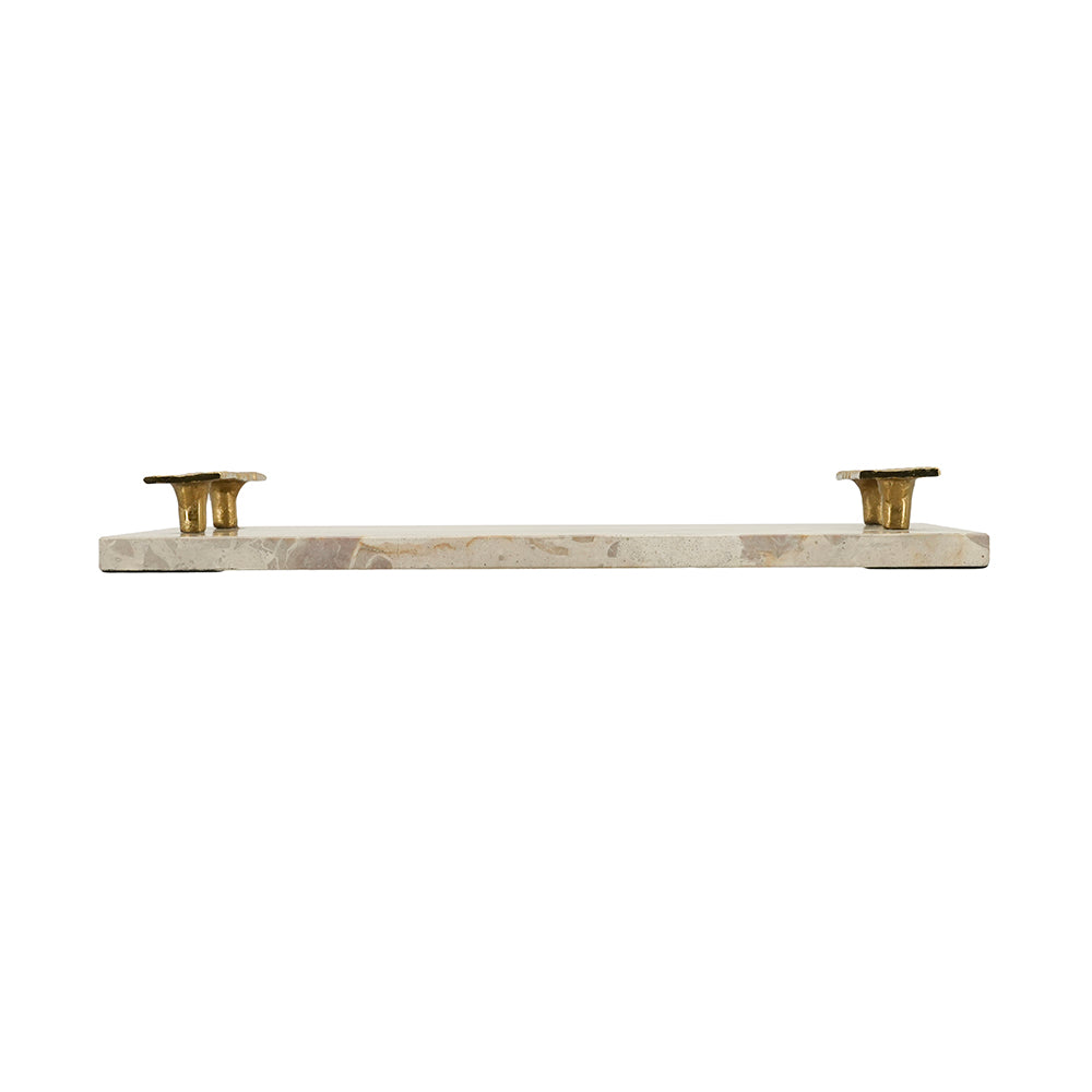 17.7" Marble Tray with Gold Handles