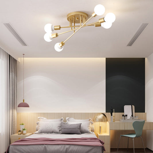Haven Modern Semi-Flush Mount Chandelier: Bold Style with Exposed Bulbs for Your Bedroom