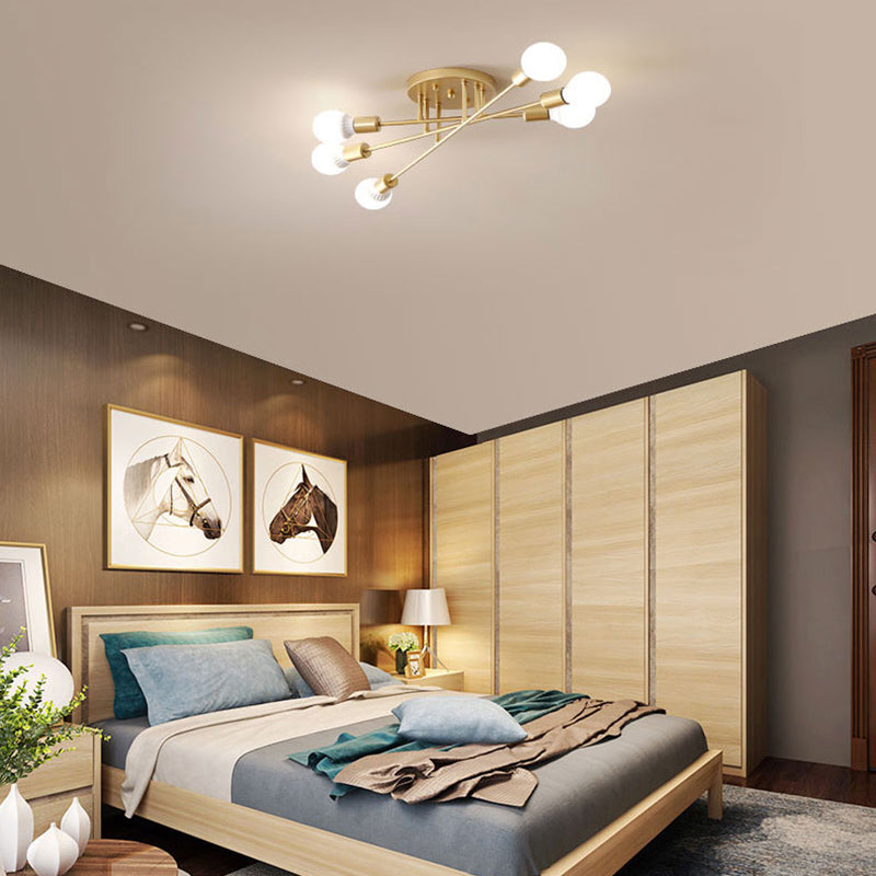 Haven Modern Semi-Flush Mount Chandelier: Bold Style with Exposed Bulbs for Your Bedroom