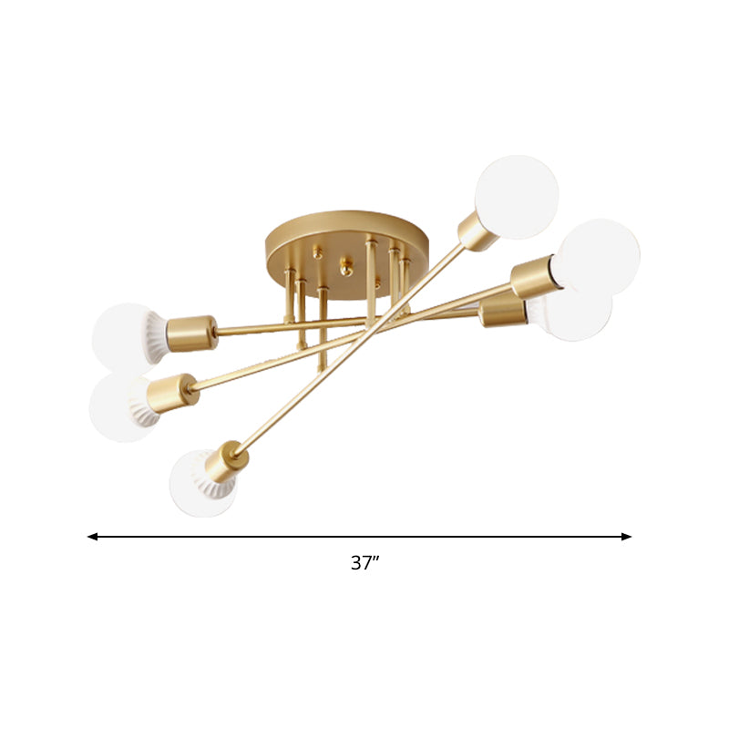 Haven Modern Semi-Flush Mount Chandelier: Bold Style with Exposed Bulbs for Your Bedroom