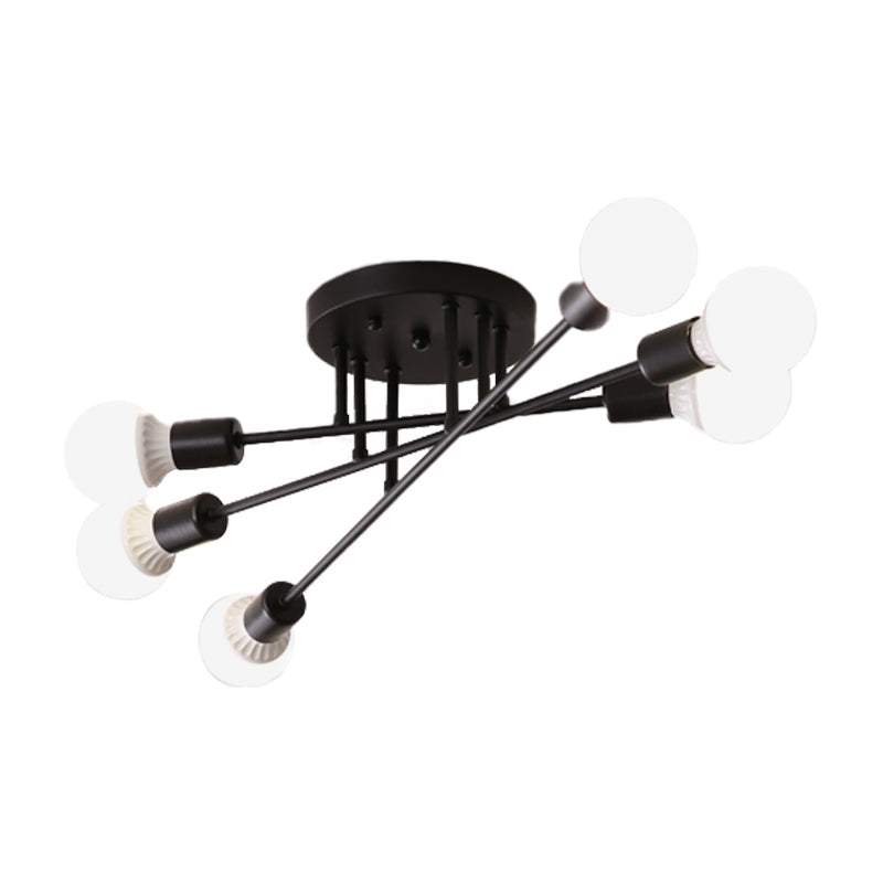 Haven Modern Semi-Flush Mount Chandelier: Bold Style with Exposed Bulbs for Your Bedroom