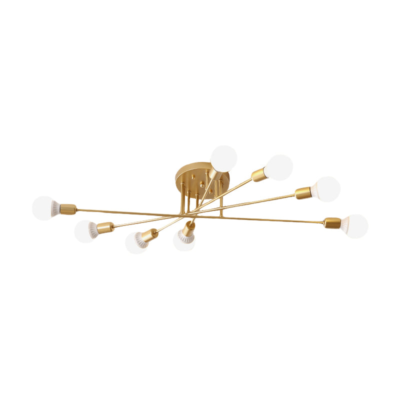 Haven Modern Semi-Flush Mount Chandelier: Bold Style with Exposed Bulbs for Your Bedroom