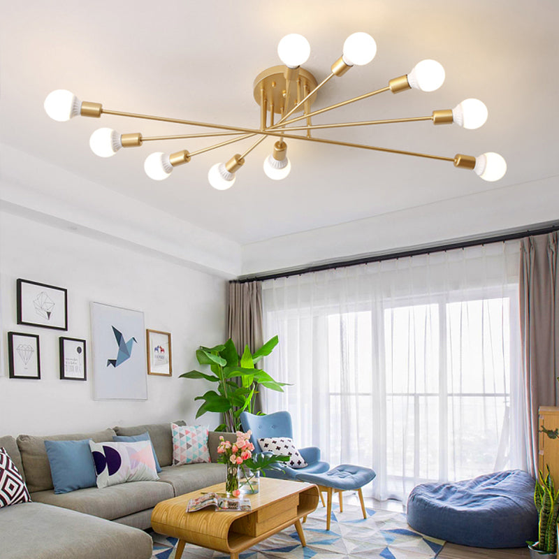 Haven Modern Semi-Flush Mount Chandelier: Bold Style with Exposed Bulbs for Your Bedroom