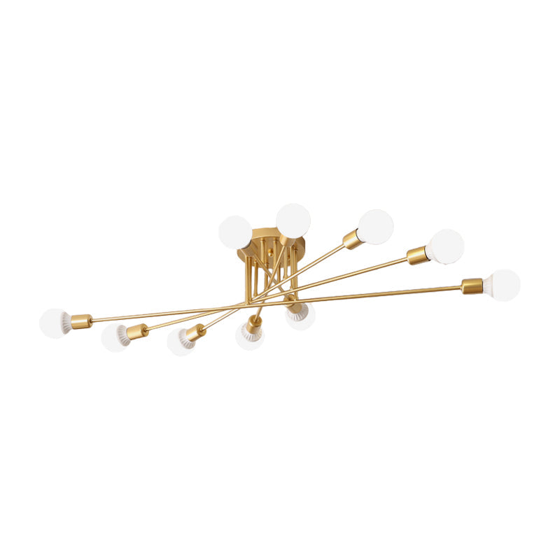 Haven Modern Semi-Flush Mount Chandelier: Bold Style with Exposed Bulbs for Your Bedroom