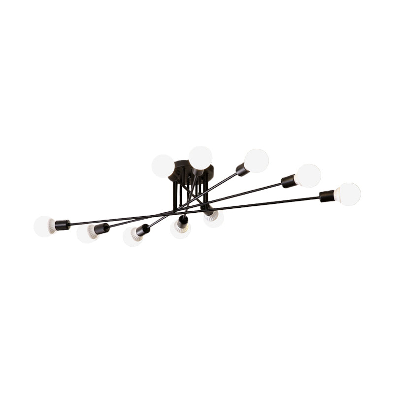 Haven Modern Semi-Flush Mount Chandelier: Bold Style with Exposed Bulbs for Your Bedroom