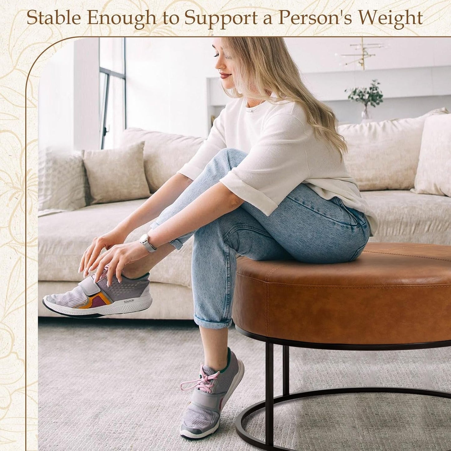 Round Leatherette Upholstered Coffee Table Midnight Brown