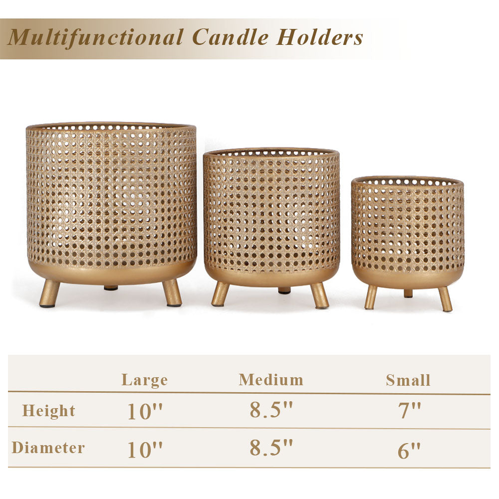 Set of 3 Plant Pots 10/8.5/7''H (Antique Gold)