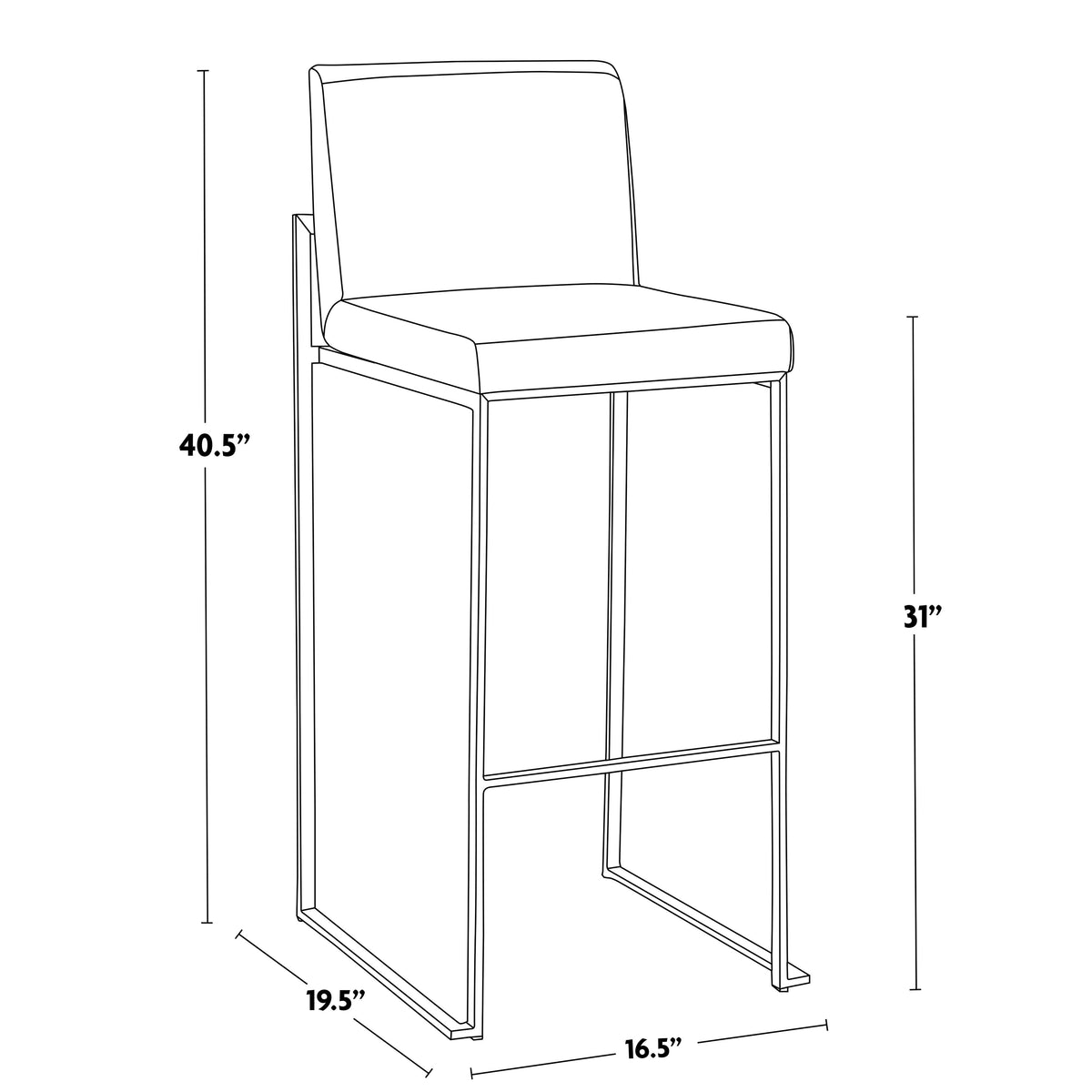 30" Contemporary High Back Barstool Set of 2