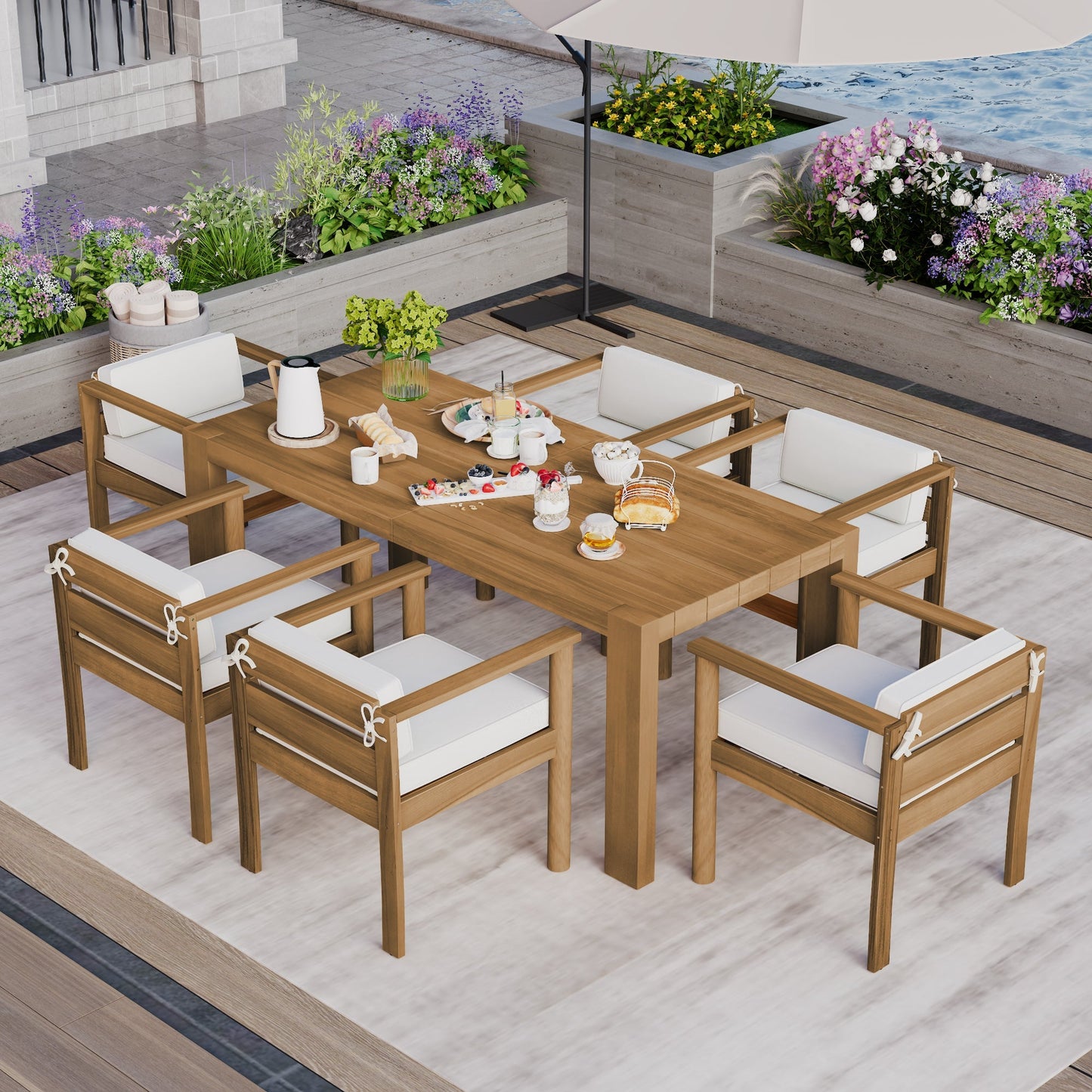 TREXM 7-Piece Patio Dining Table Set for 6