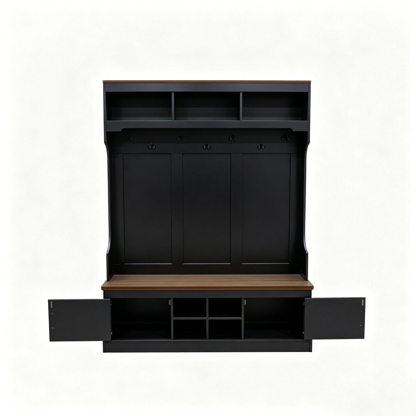 Vibe Haus 71"H Farmhouse Hall Tree with Bench and Shoe Storage