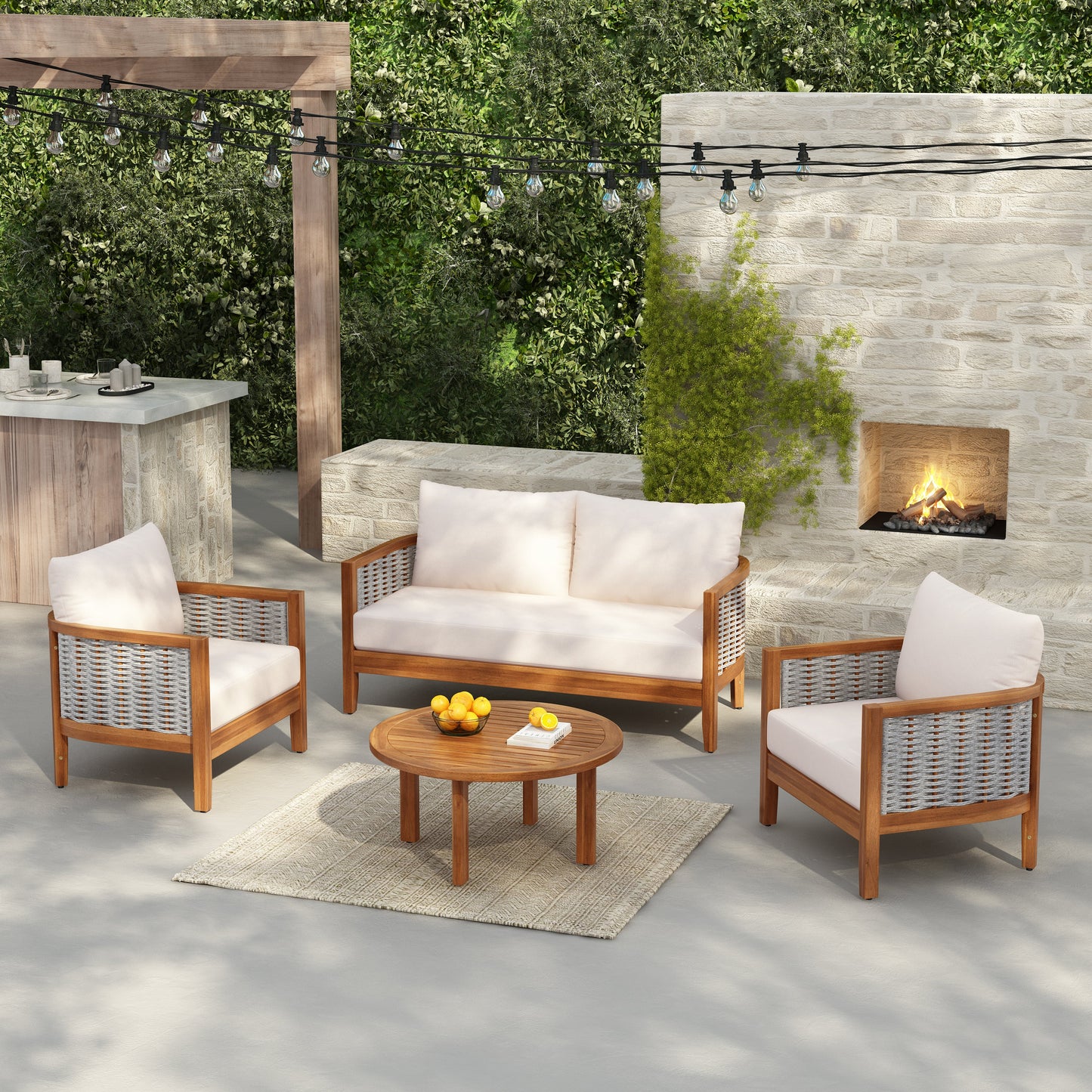 Outdoor Unique Tub Design 4-Seat Sofa Set