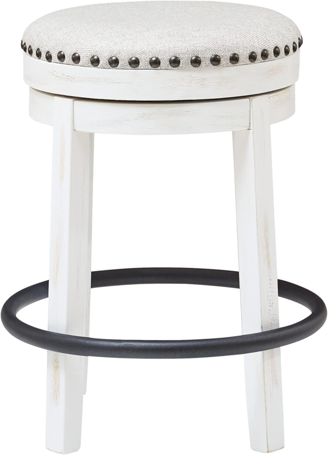 Valebeck 24Inch Counter Height Swivel Stool White Black