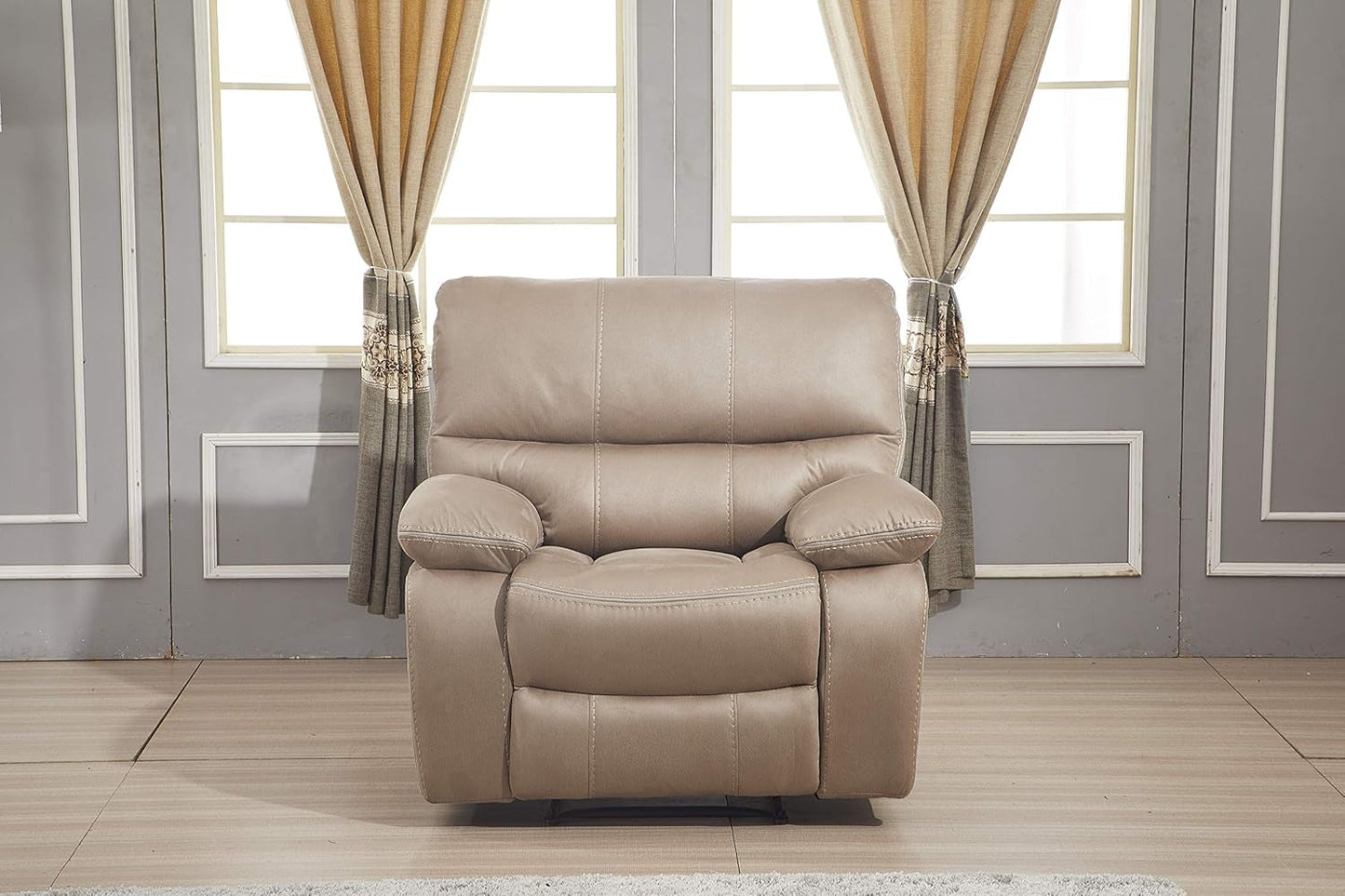 Taupe Microfiber Reclining Sofa Set for Living Room