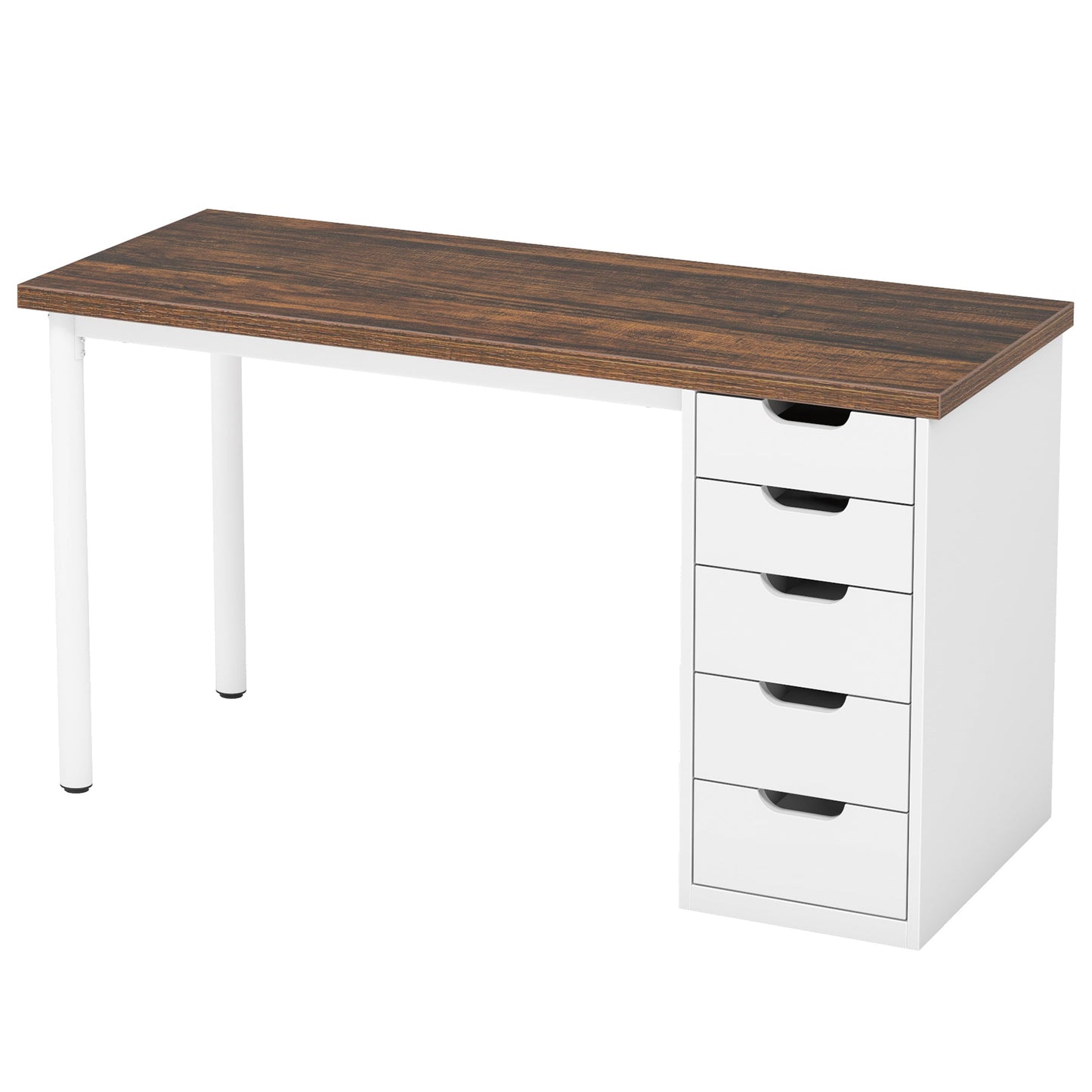 Computer Desk with 5 Drawers - 47 Inch Rustic Design