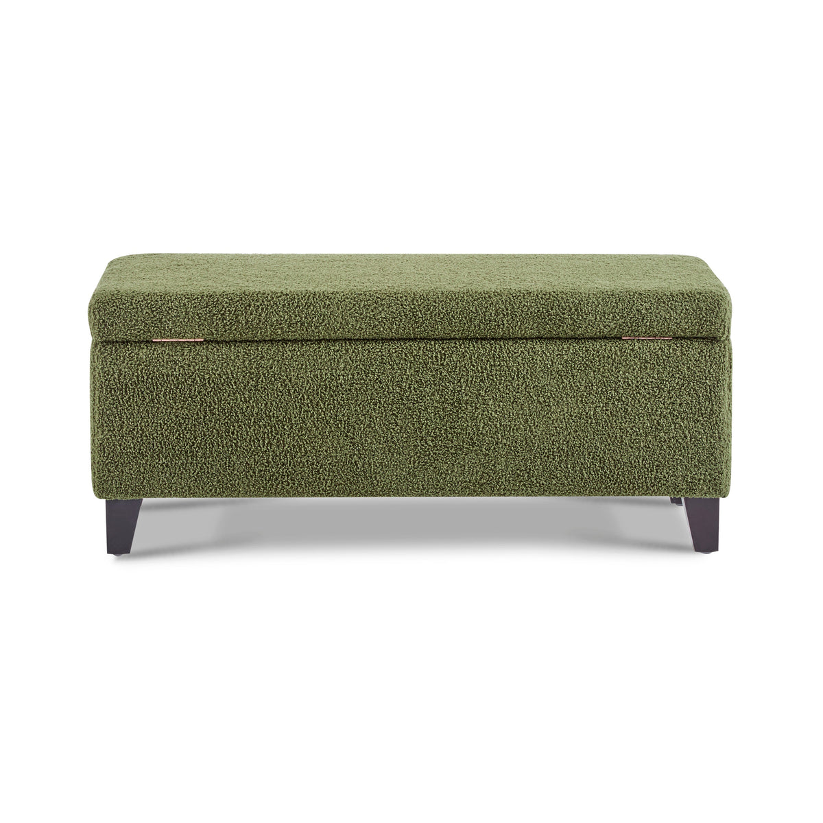 Storage Ottoman with Flip-Top Lid, Easy Assembly, Boucle Fabric & Rubber Wood Legs, Retro